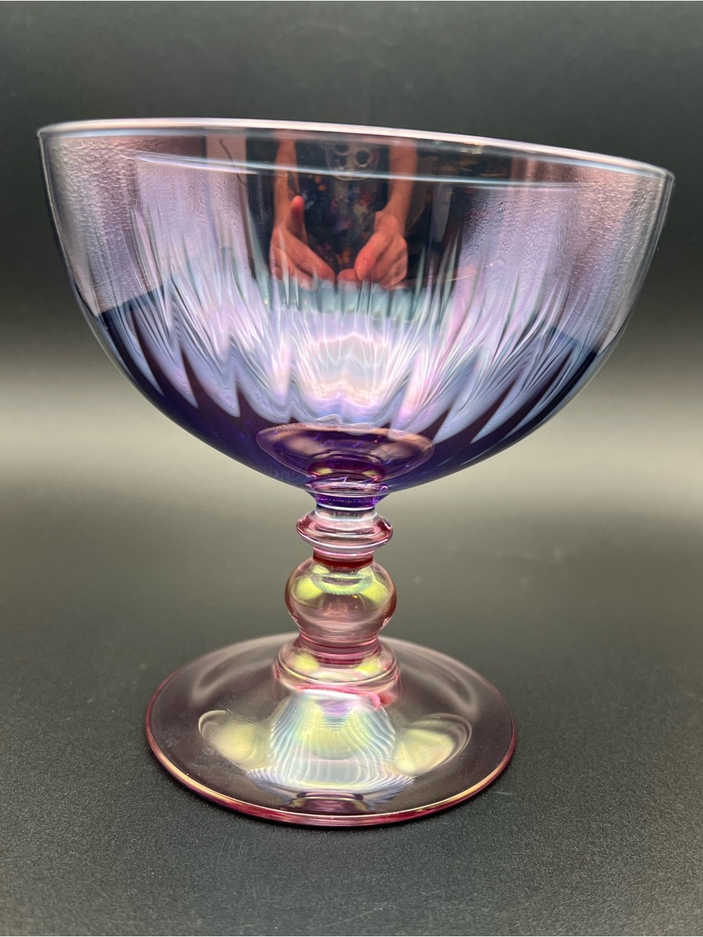 🌟 RARE Vintage Mila International Rainbow Iridescent Coupe Glass